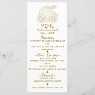 Gold Cinderella Carriage Princess Mairy Tale Menu Menükarte
