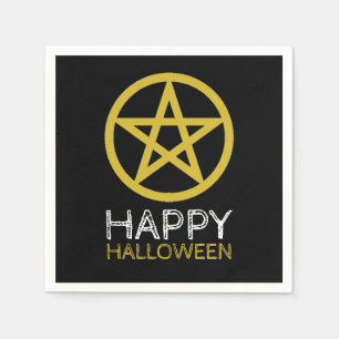 Gold Circlated Pentagram, glückliches Halloween Serviette