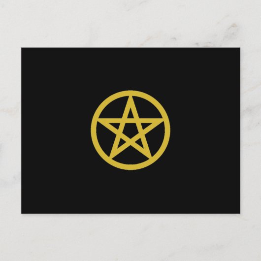 Gold Circlated Pentagram, Halloween-Party Einladungspostkarte (Vorderseite)