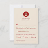 Gold Circle Double Happiness Chic Chinese Wedding RSVP Karte (Vorderseite)