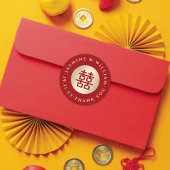 Gold Circle Double Happiness Chic Chinese Wedding Runder Aufkleber