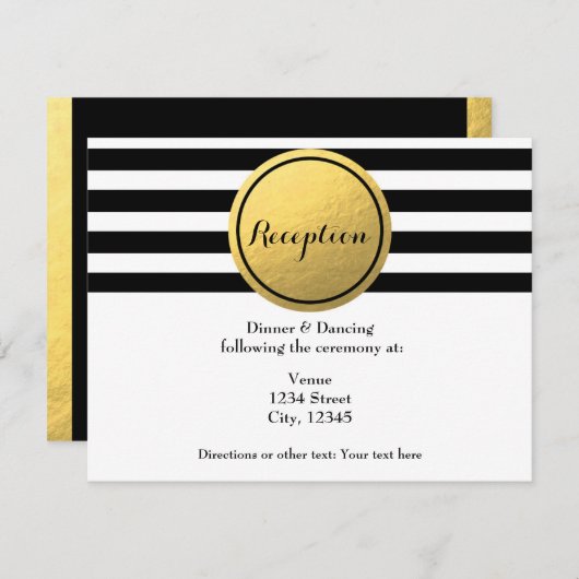 Gold Circle Empfang Card Schwarz/Weiß Streifen Begleitkarte (Vorne/Hinten)