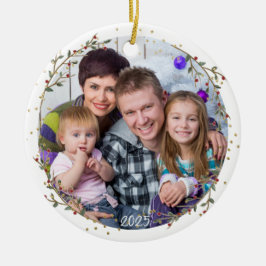 Gold Circle Family Foto Weihnachten Keramik Ornament