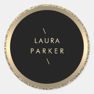 Gold Circle Glitzer Rings Border Minimalistic Runder Aufkleber