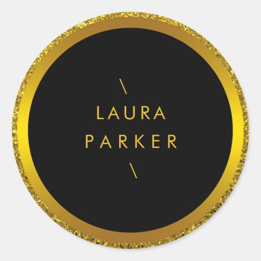 Gold Circle Glitzer Rings Border Minimalistic Runder Aufkleber (Vorderseite)