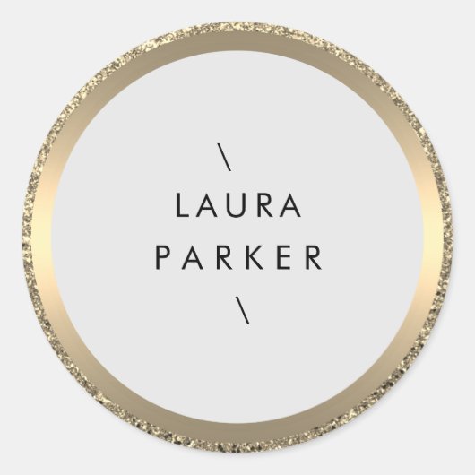 Gold Circle Glitzer Rings Border Minimalistic Runder Aufkleber (Vorderseite)
