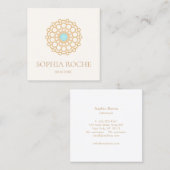 Gold Circle Mandala Logo Beauty Skin Care Wellness Quadratische Visitenkarte (Vorne/Hinten)