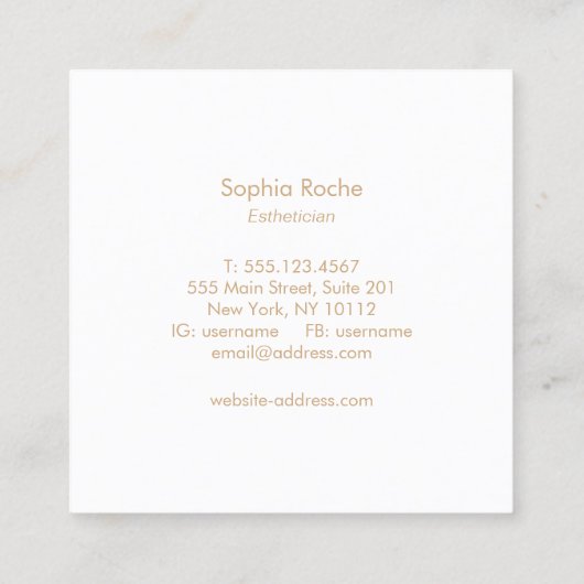 Gold Circle Mandala Logo Beauty Skin Care Wellness Quadratische Visitenkarte (Rückseite)