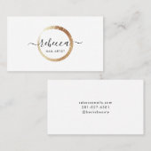 Gold Circle Script Name Makeup Nails Beauty Visitenkarte (Vorne/Hinten)