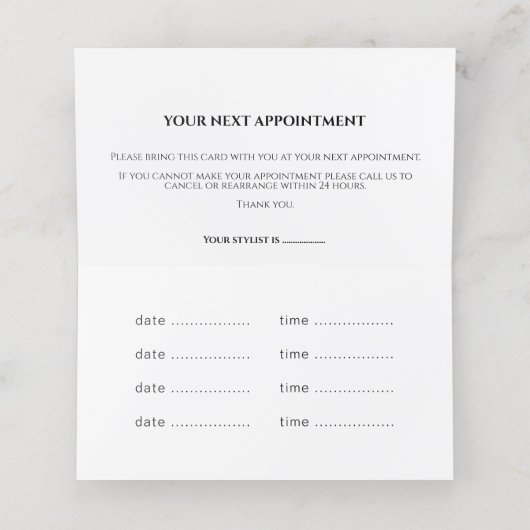 Gold Circle Stylist Terminkarte (Innenseite Aufgefaltet)
