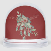 Gold Circle & Warm Red Family Photo Christmas Card Schneekugeln (Rückseite)