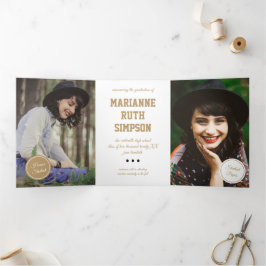 Gold Circles 5-Foto-Abschluss Dreifach Gefaltete Einladung