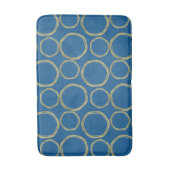 Gold Circles & Bright Blue Modern Badematte (Vorderseite Vertikal)