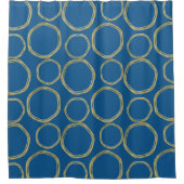 Gold Circles & Bright Blue Modern Duschvorhang (Vorderseite)