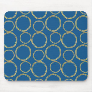 Gold Circles & Bright Blue Modern Mousepad