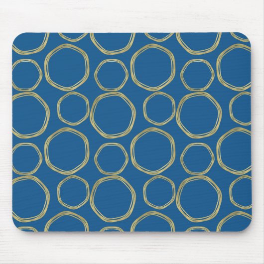 Gold Circles & Bright Blue Modern Mousepad (Vorne)