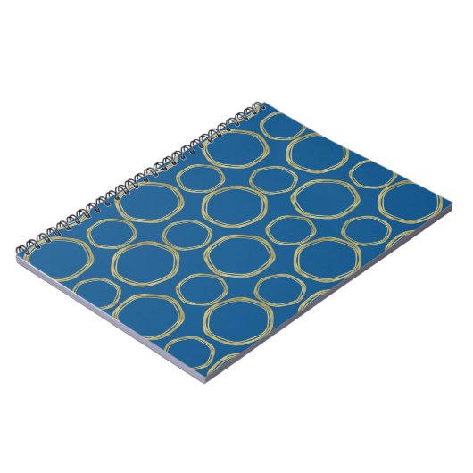 Gold Circles & Bright Blue Modern Notizblock (Linke Seite)