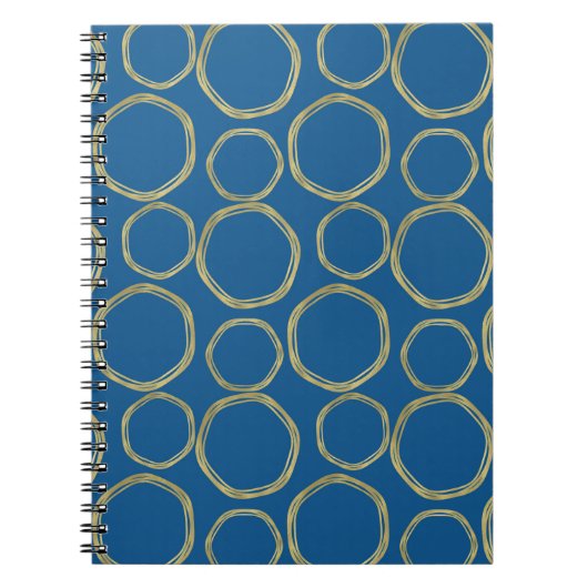 Gold Circles & Bright Blue Modern Notizblock (Vorderseite)