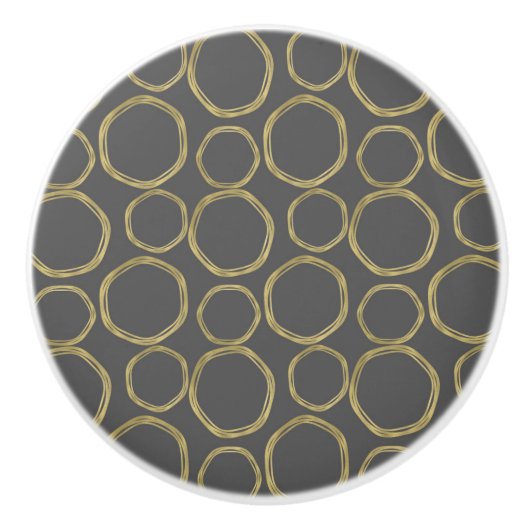 Gold Circles & Chic Grau Moderne moderne trendige Keramikknauf (Vorderseite)