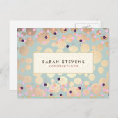 Gold Circles Colorful Confetti Beauty Salon Fun 2 Postkarte (Vorne/Hinten)