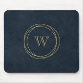 Gold Circles Dark Blue Monogram Mousepad (Vorne)