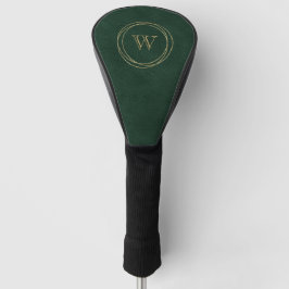 Gold Circles Dark Green Monogram Golf Headcover