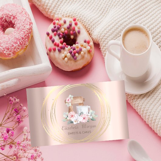 Gold Circles Glitzer Mixer Blume Rose Gold Visitenkarte