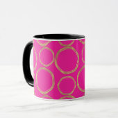 Gold Circles & Hot Pink Bright Fun Moderne Trendse Tasse (Vorderseite Links)
