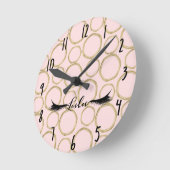 Gold Circles & Pink Modern Glam Lashes Salon Runde Wanduhr (Winkel)