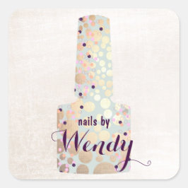 Gold Circles Polnischer Flaschennagel Salon Maniku Quadratischer Aufkleber