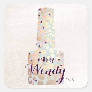 Gold Circles Polnischer Flaschennagel Salon Maniku Quadratischer Aufkleber