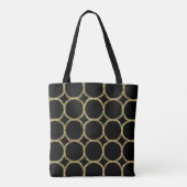 Gold Circles & Sleek Black Modern Chic Tasche (Rückseite)