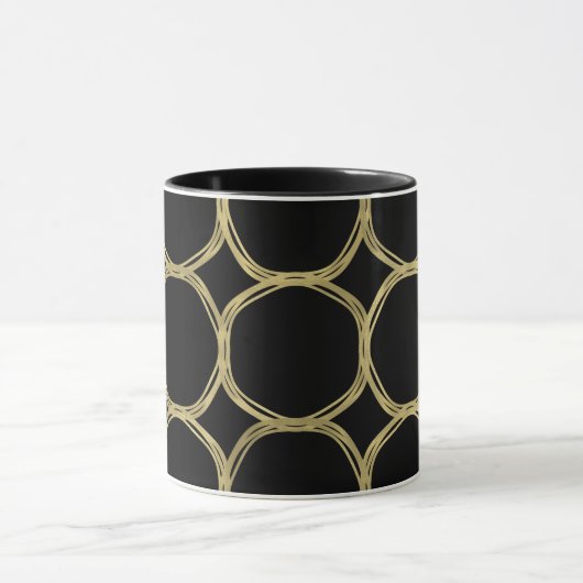 Gold Circles und Black Modern Chic Glam Tasse (Zentrum)