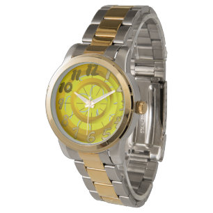 Gold Circles Yellow Loops Time Watch Armbanduhr