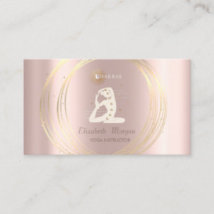 Gold Circles Yoga Girl Silhouette Rose Gold Visitenkarte