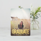 GOLD CLASS OF 2015 ABSCHLUSS FOTO INVITE EINLADUNG (Stehend Vorderseite)