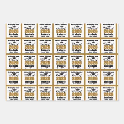 Gold Class of 2026 Customized Graduation Geschenkpapier Set (Vorderseite 2)