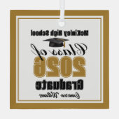 Gold Class of 2026 Graduation Custom Christmas Ornament Aus Glas (Rückseite)