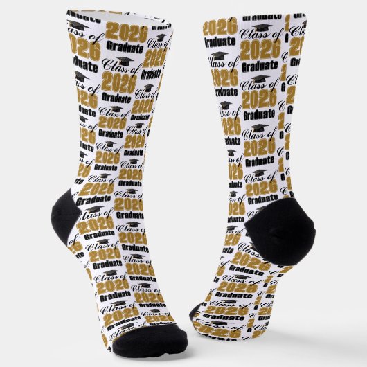 Gold Class of 2026 Graduation Socken (Gewinkelt)