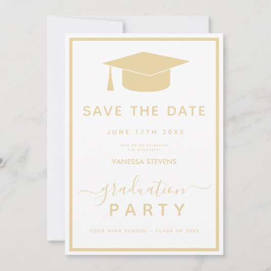 Gold Classic Abschluss Save the Date (Vorderseite)