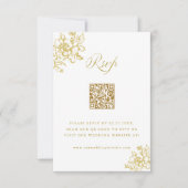 Gold Classic Bloom Garden Wedding QR Code RSVP Karte (Vorderseite)