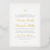 Gold Classic Elegance Script Einfache Hochzeit Folieneinladung (Vorderseite)