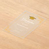 Gold Classic Graduation Cap Party Acryleinladungen (Ablage )