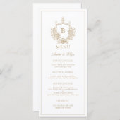 Gold Classic Luxe Wappen Monogram Wedding Menu Menükarte (Vorne/Hinten)
