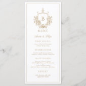 Gold Classic Luxe Wappen Monogram Wedding Menu Menükarte (Vorderseite)