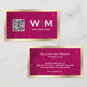 Gold Classic Monogram | QR CODE | Glitzer Visitenkarte (Vorne/Hinten)