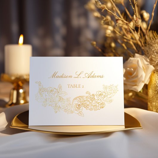 Gold Classic Ornament Namenskarte Tischnummer