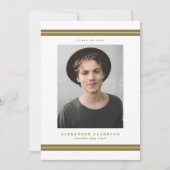 Gold Classic Streifen Moderner Foto Abschluss Ankündigung (Vorderseite)