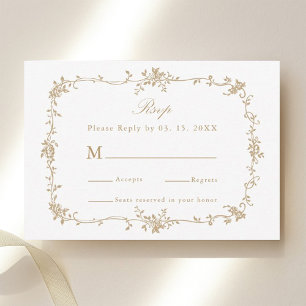Gold Classic Viktorianisch Floral Frame Wedding RS RSVP Karte