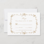 Gold Classic Viktorianisch Floral Frame Wedding RS RSVP Karte (Vorderseite)